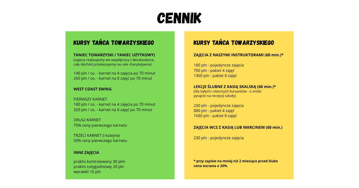 Cennik Skalski Dance School